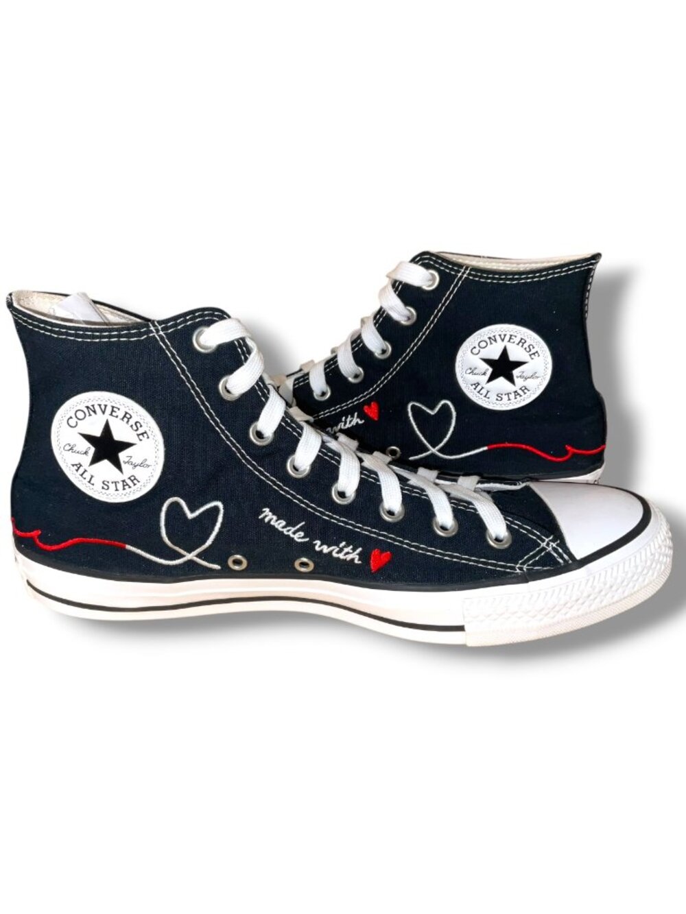 Custom Converse Chuck Taylor All Star High Tops Made With Love Sneakers Unisex